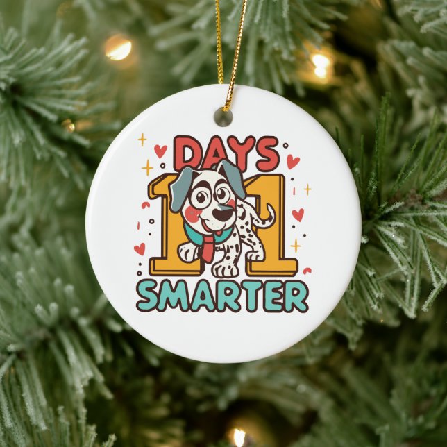 101 Days Smarter Dalmatian Dog Ceramic Ornament (Tree)