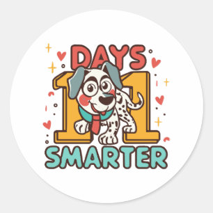 101 Days Smarter Dalmatian Dog Classic Round Sticker