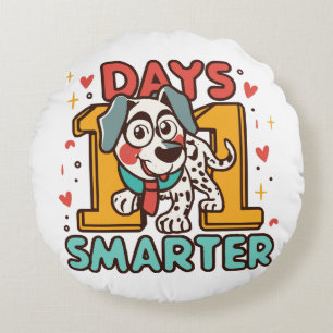 101 Days Smarter Dalmatian Dog Round Cushion