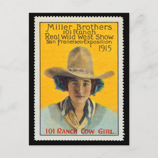 101 Ranch Cowgirl Poster Stamp,#1, Panama-Pacific  Postcard