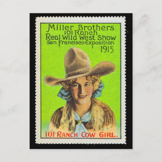 101 Ranch Cowgirl Poster Stamp #2, Panama Pacific  Postcard