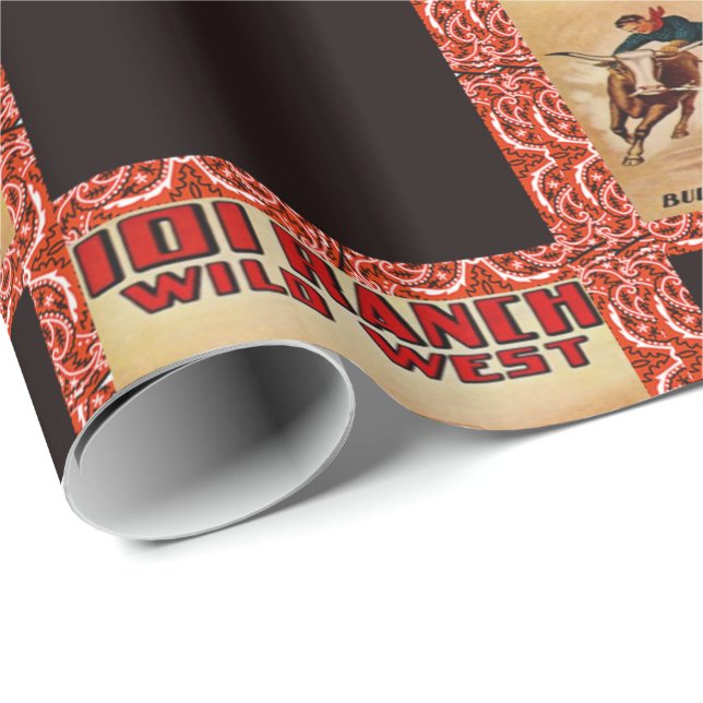 101 Wild Ranch Wild West Rodeo Steer Wrestler Wrapping Paper (Roll Corner)