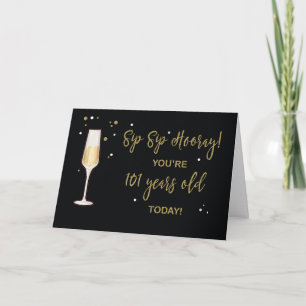 101 Year Old Birthday Champagne Gold Glitter Card