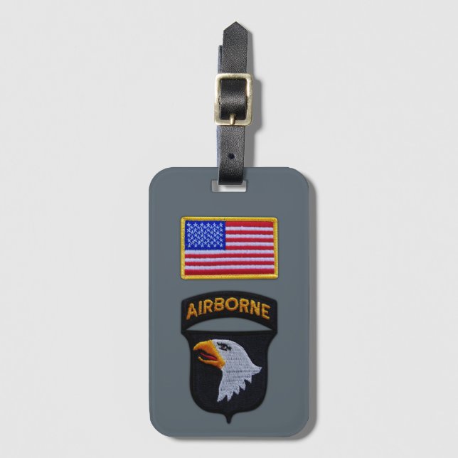 101st ABN Airborne Division Screaming Eagles Vets Luggage Tag (Front Vertical)