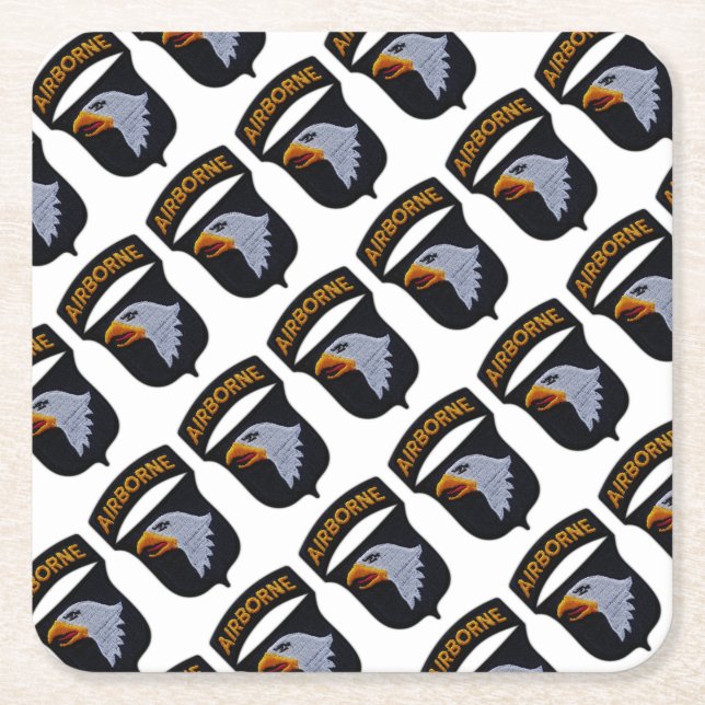 101st ABN Airborne Division Screaming Eagles Vets Square Paper Coaster (Front)