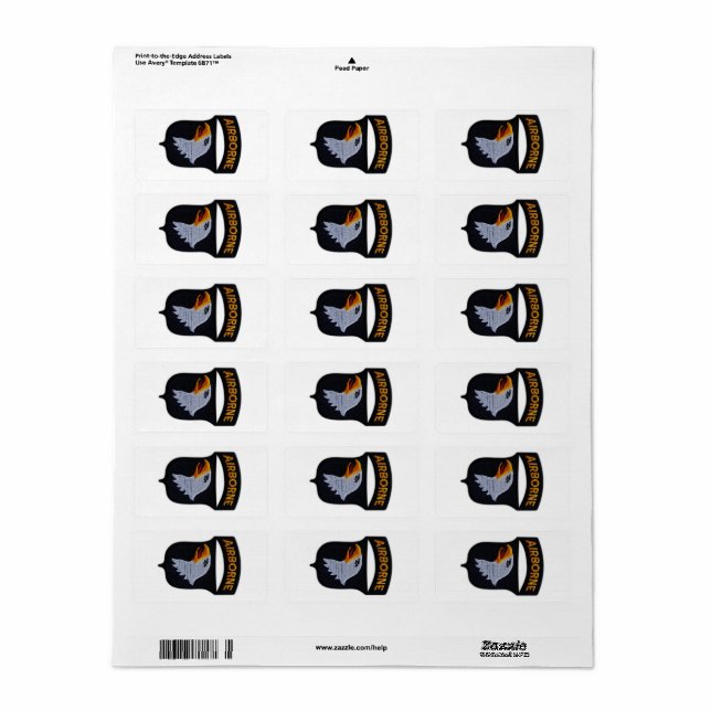101st ABN Airborne Screaming Eagles Veterans LRRP Label (Full Sheet)