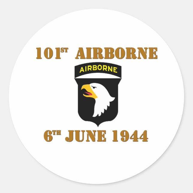 101st Airborne D-Day Normandy Classic Round Sticker (Front)