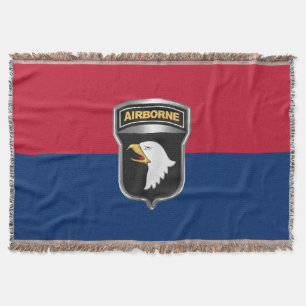 101st Airborne Div Iconic Silver Framed Designed Throw Blanket