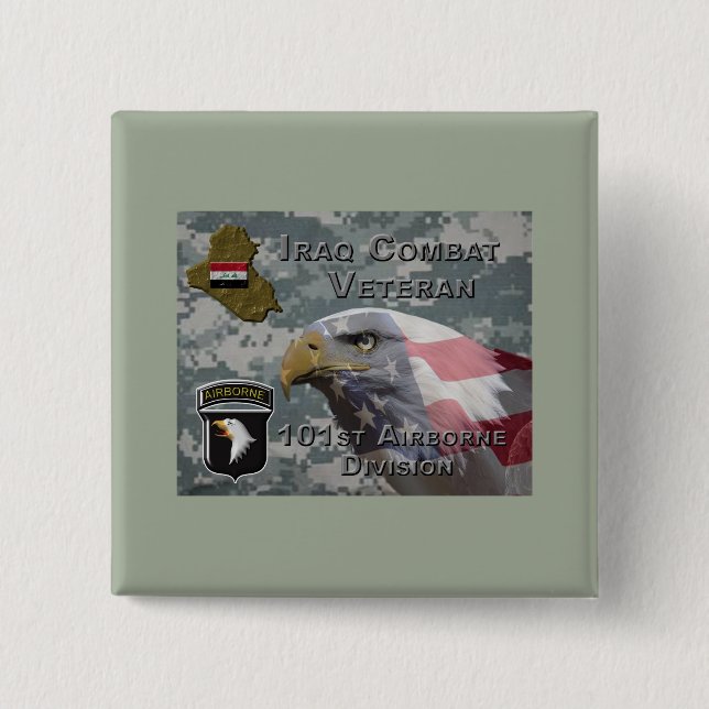 101st Airborne Div Iraq Combat Veteran 15 Cm Square Badge (Front)