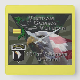 101st Airborne Div Vietnam Combat Veteran Square Wall Clock