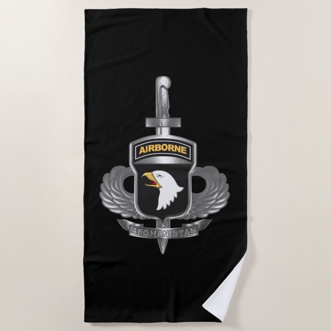 101st Airborne Division Afghanistan Veteran Beach Towel (Front)