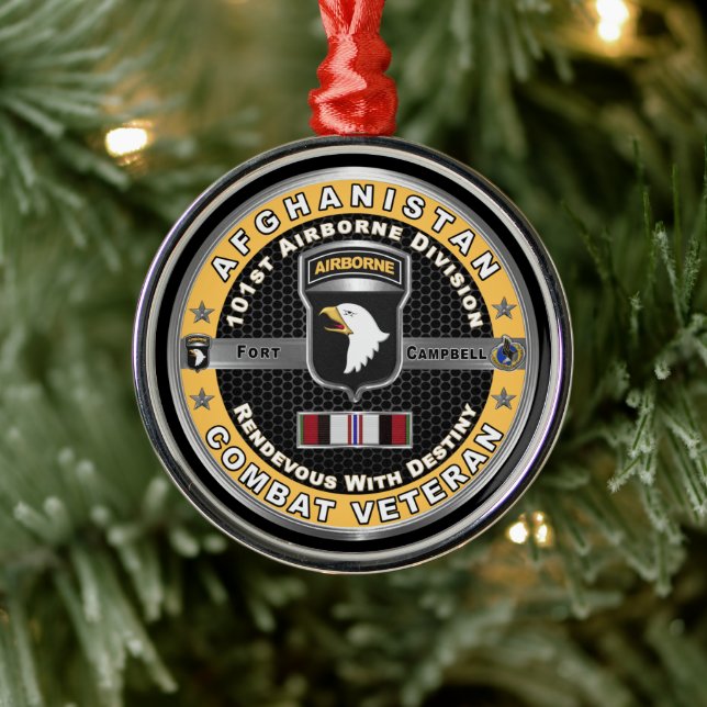 101st Airborne Division Afghanistan Veteran Metal Ornament (Tree)