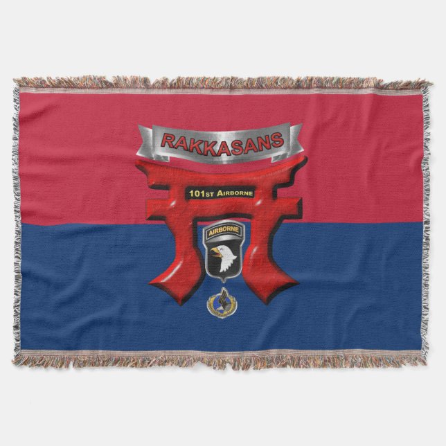101st Airborne Division Colours Rakkasans Throw Blanket (Front)