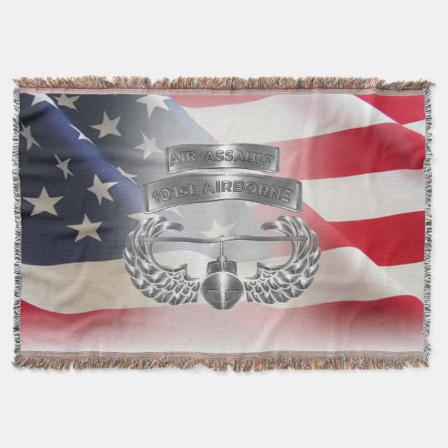 101st Airborne Division Cool Air Assault Design Throw Blanket (Front)