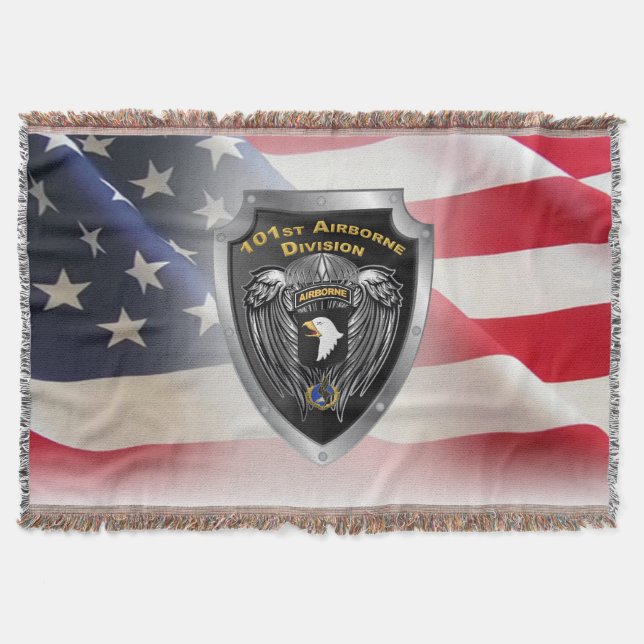 101st Airborne Division Custom Designed Shield Throw Blanket (Front)