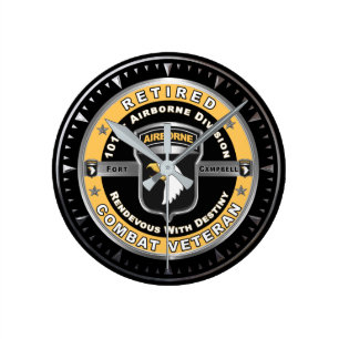 101st Airborne Division Retired Combat Veteran Round Clock