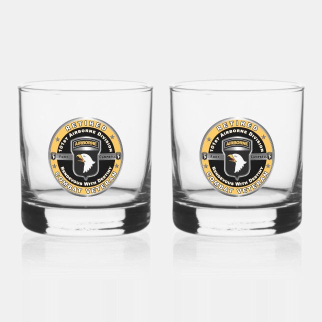 101st Airborne Division Retired Whiskey Glass (Front)