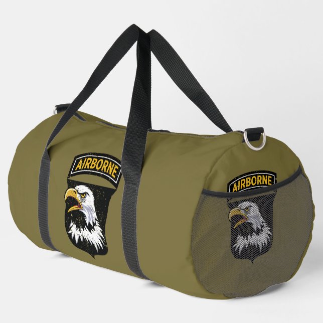 101st Airborne Division "Screaming Eagles" Grunge Duffle Bag (Right Corner)