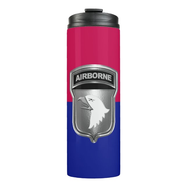 101st Airborne Division Silver Screaming Eagle Thermal Tumbler (Front)