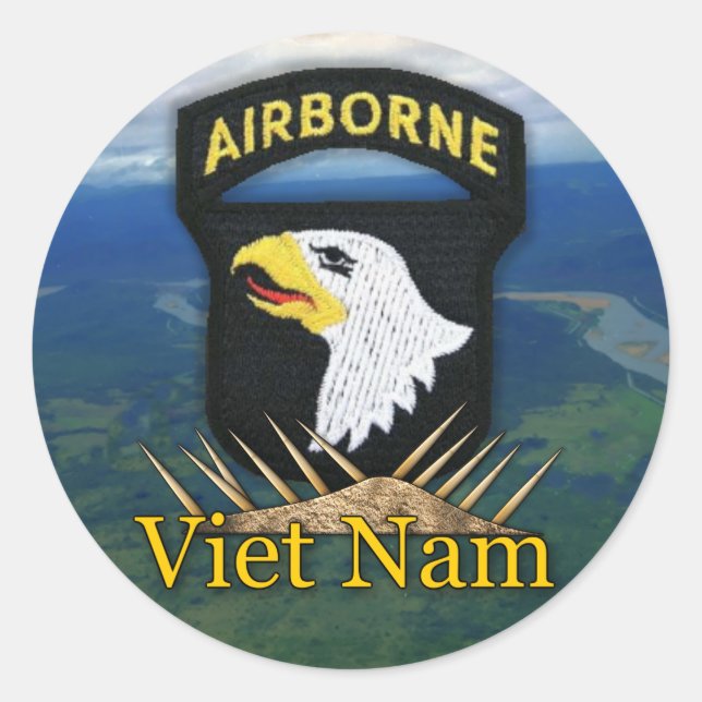 101st airborne division veterans vietnam vets stic classic round sticker (Front)