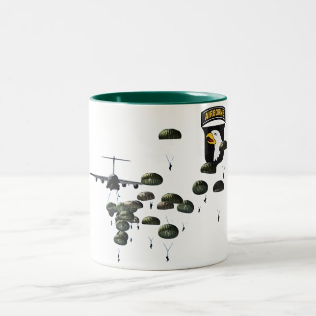 101st Airborne Jumping Paratroopers Two-Tone Coffee Mug (Center)