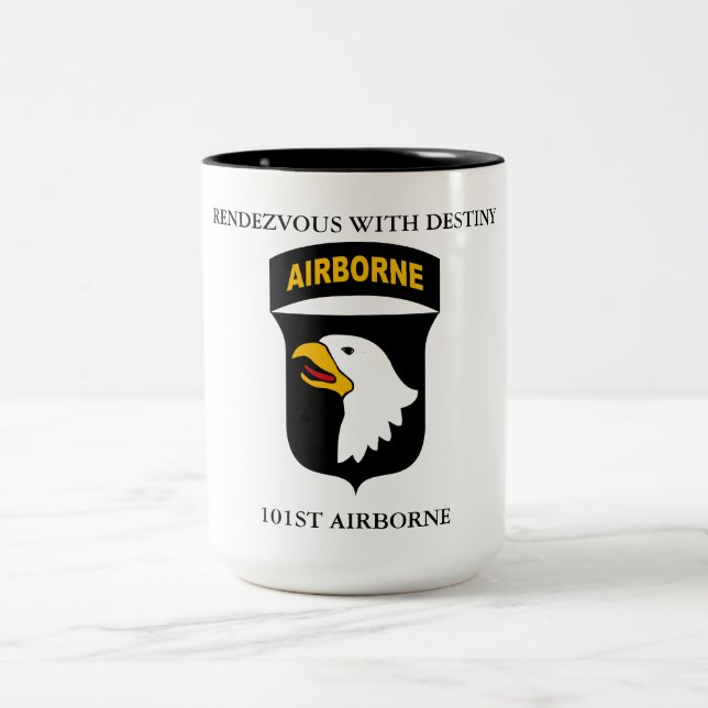 101ST AIRBORNE RENDEZVOUS WITH DESTINY  Two-Tone COFFEE MUG (Center)