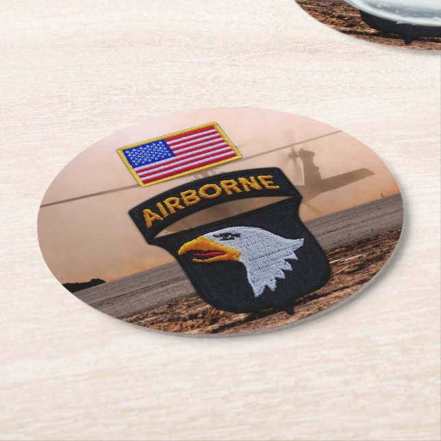101st airborne screaming eagles veterans coasters (Angled)