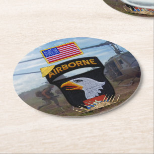 101st airborne screaming eagles vietnam nam war round paper coaster