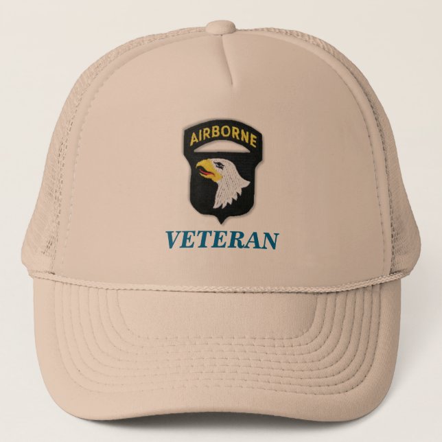 101st airborne veteran unit flash iraq patch vietn trucker hat (Front)