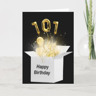 101st Birthday Balloons In White Box  Card