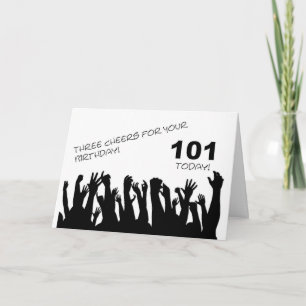 101st Birthday card with cheering waving crowds.
