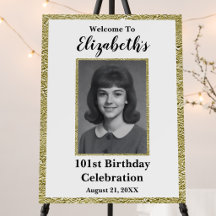 101st Birthday Custom Photo Welcome Sign
