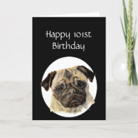 101st Birthday Humour Pet, Pug Dog Sitter
