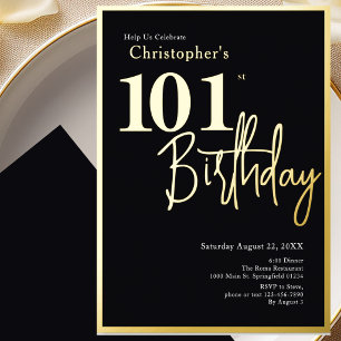 101st Birthday Invitation Modern Gold Foil
