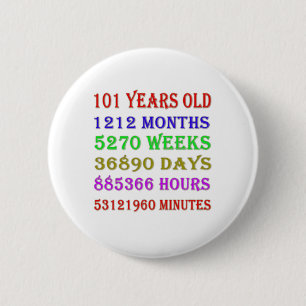 101st  Birthday Milestones 6 Cm Round Badge