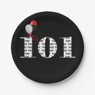 101st birthday party balloons paper plate