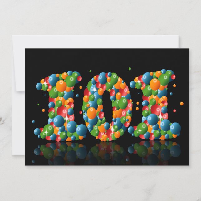 101st Birthday party, with bubbles and balls Invitation (Front)