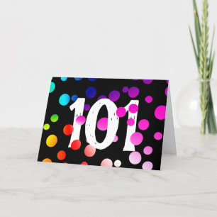 101st Birthday Rainbow Dots on Black  Card