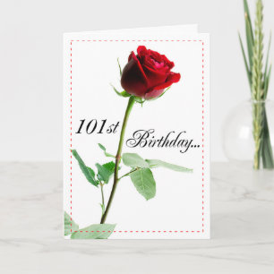 101st Birthday Red Rose Card
