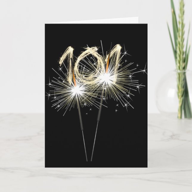 101st Birthday Sparklers on Black Card (Front)