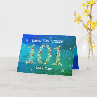 101st Birthday - Star Numbers - Blue/Green Age 101 Card