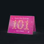 101st Birthday - Star Numbers - Pink - Age 101 Card<br><div class="desc">101st Birthday Card in Pink/Purple. You can edit or delete the text as you wish, by clicking on "Personalize this template". 101 in Stars - Age Number - One Hundredth and First Birthday Card - Pink/Purple Background - Customizable Text. Pink/Purple card with stars number design - the number "101" created...</div>