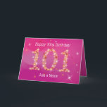 101st Birthday - Star Numbers - Pink - Age 101 Card<br><div class="desc">101st Birthday Card in Pink/Purple. You can edit or delete the text as you wish, by clicking on "Personalize this template". 101 in Stars - Age Number - One Hundredth and First Birthday Card - Pink/Purple Background - Customizable Text. Pink/Purple card with stars number design - the number "101" created...</div>