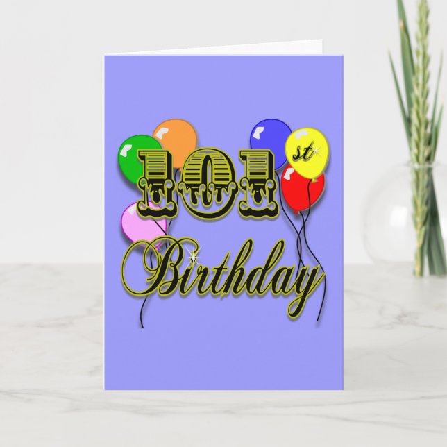 101st Birthday with Balloons Card (Front)
