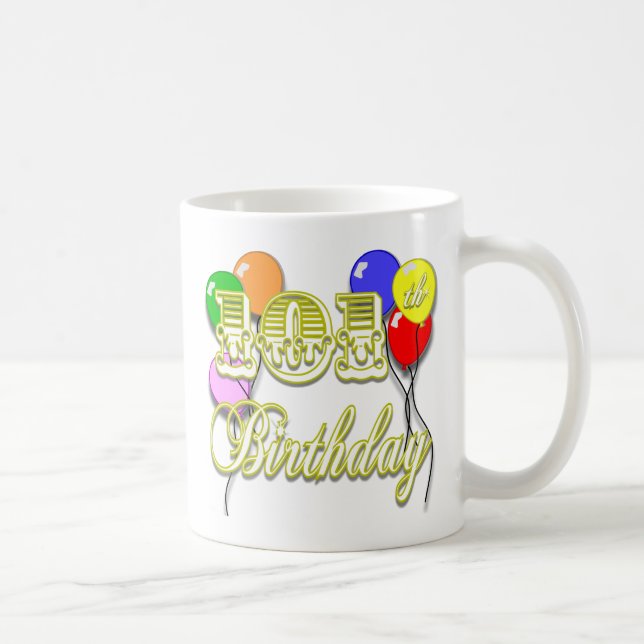101st Birthday with Balloons Coffee Mug (Right)
