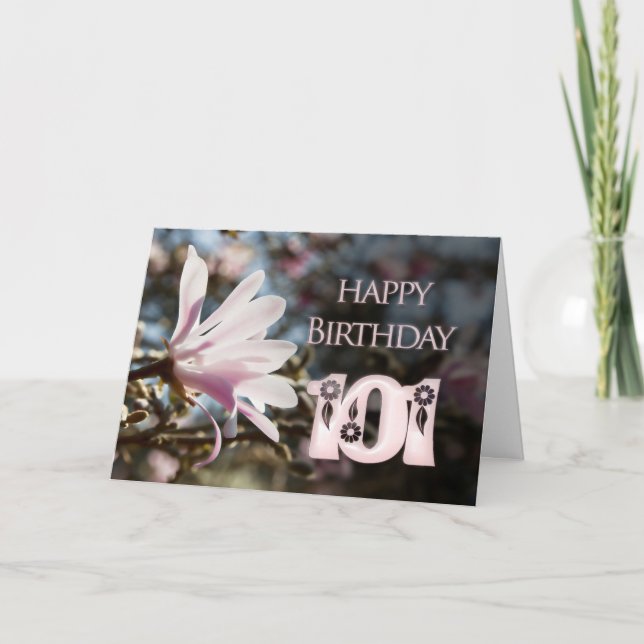 101st Birthday with magnolia Card (Front)