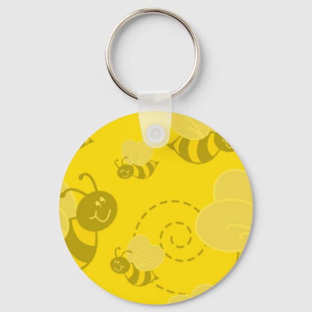 102705-buzzy-bee-light bumble bee buzzing yellows key ring (Front)