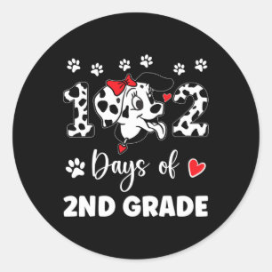 102 Day Of 2nd Grade Dalmatian Dog 100 Days Smarte Classic Round Sticker