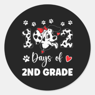 102 Day Of 2nd Grade Dalmatian Dog 100 Days Smarte Classic Round Sticker