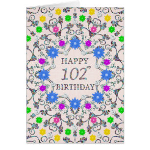 102nd Birthday Abstract Flowers 
